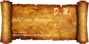 Décsi Mietta névjegykártya